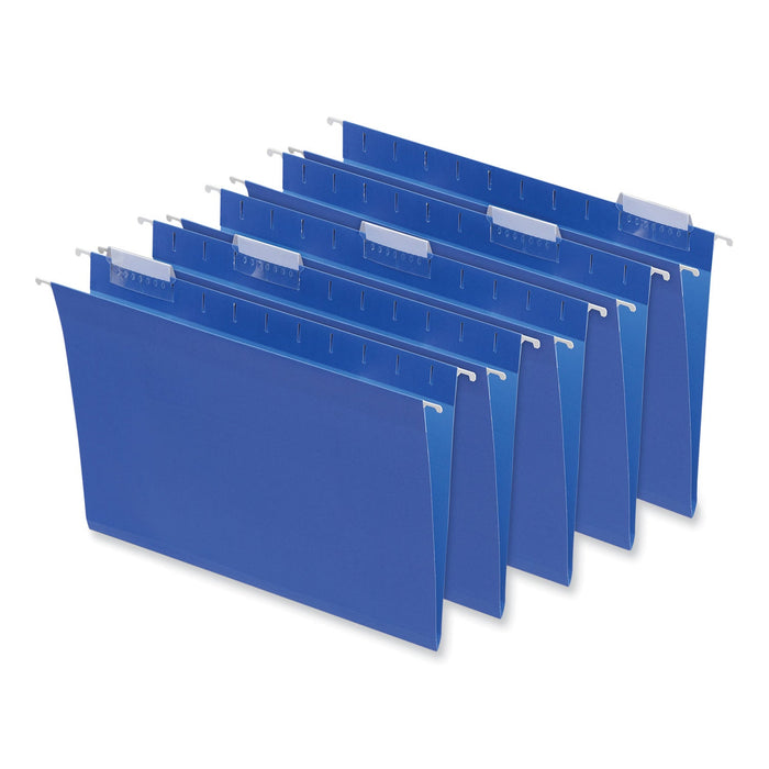 Universal Deluxe Bright Color Hanging File Folders, Letter Size, 1/5-Cut Tabs, Blue, 25/Box