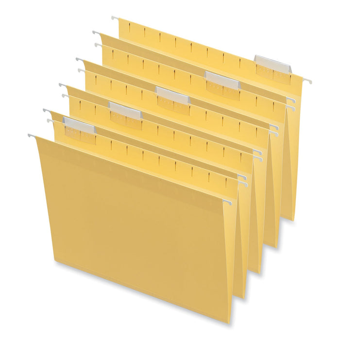 Universal Deluxe Bright Color Hanging File Folders, Letter Size, 1/5-Cut Tabs, Yellow, 25/Box