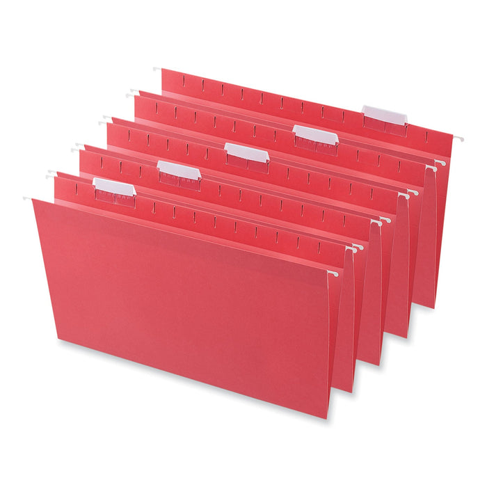 Universal Deluxe Bright Color Hanging File Folders, Legal Size, 1/5-Cut Tabs, Red, 25/Box