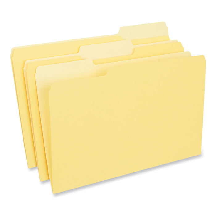 Universal Interior File Folders, 1/3-Cut Tabs: Assorted, Legal Size, 11-pt Stock, Yellow, 100/Box