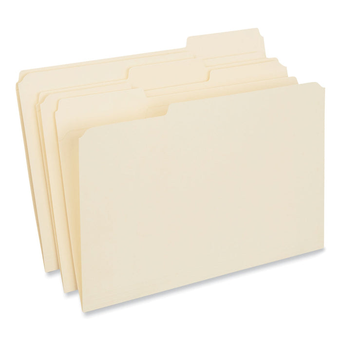 Universal Double-Ply Top Tab Manila File Folders, 1/3-Cut Tabs: Assorted, Legal Size, 0.75" Expansion, Manila, 100/Box