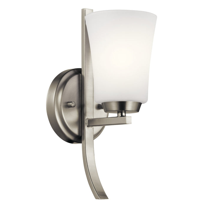 KICHLER Tao 1-Light Brushed Nickel Bathroom Indoor Wall Sconce w/ Frosted Glass by Vanessa Jane
