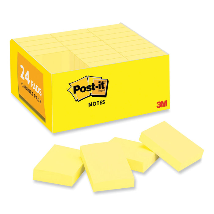 Post-it Original Pads in Canary Yellow, Value Pack, 1.38" x 1.88", 100 Sheets/Pad, 24 Pads/Pack