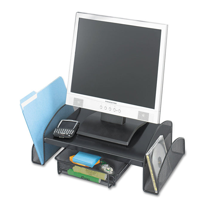 Safco Onyx Mesh Monitor Stand, 19.25" x 11.25" x 6.25", Black