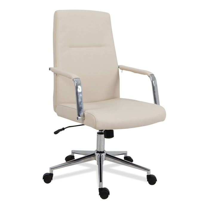 Workspace by Alera Leather Task Chair, Supports Up to 275 lb, 18.19" to 21.93" Seat Height, White Seat, White Back
