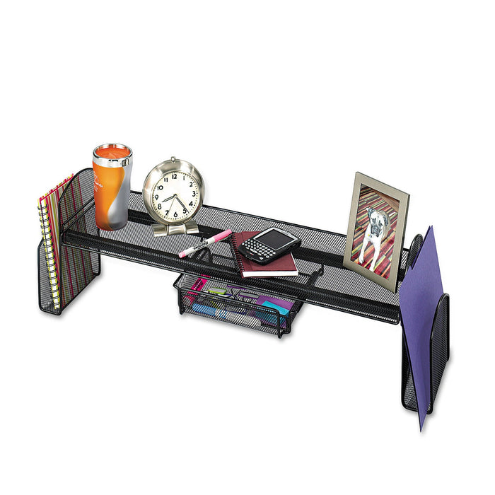 Safco Onyx Steel Mesh Off-Surface Shelf, Pull-Out Drawer, 31.5 x 7.25 x 10, Black