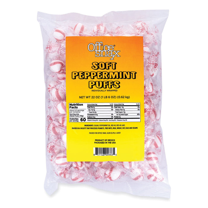 Office Snax Candy Assortments, Soft Peppermint Puffs, 22 oz Bag