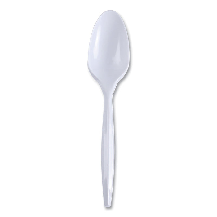 Boardwalk Mediumweight Wrapped Polypropylene Cutlery, Teaspoon, White, 1,000/Carton