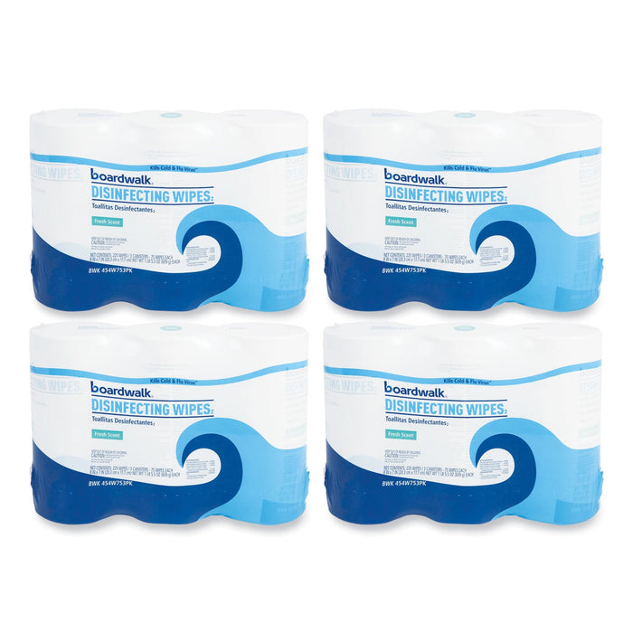 Boardwalk Disinfecting Wipes, 7 x 8, Fresh Scent, 75/Canister, 12 Canisters/Carton