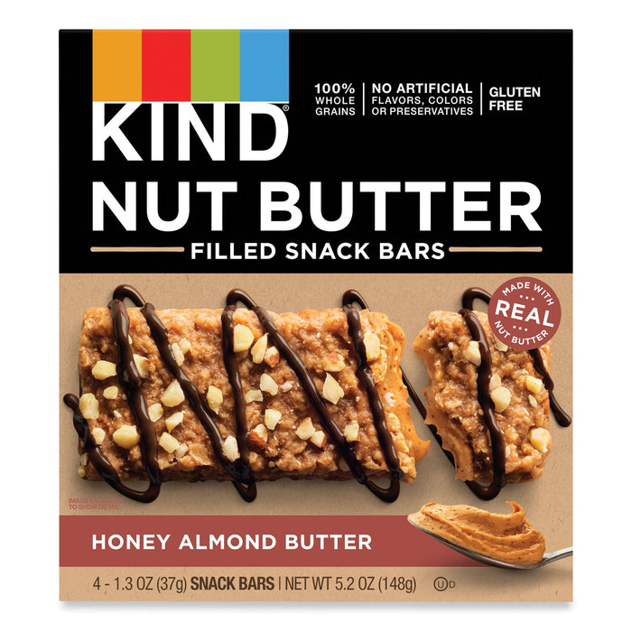 KIND Nut Butter Filled Snack Bars, Honey Almond Butter, 1.3 oz, 4/Pack