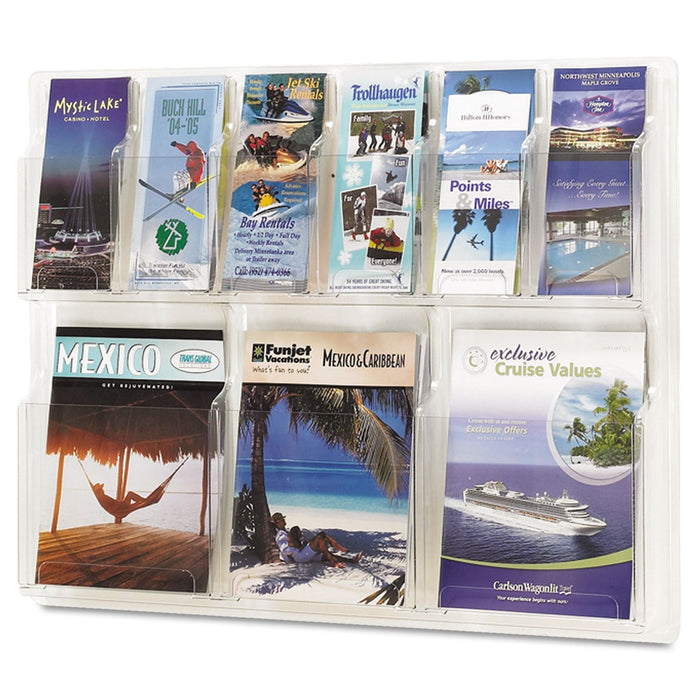 Safco Reveal Clear Literature Displays, 9 Compartments, 30w x 2d x 22.5h, Clear