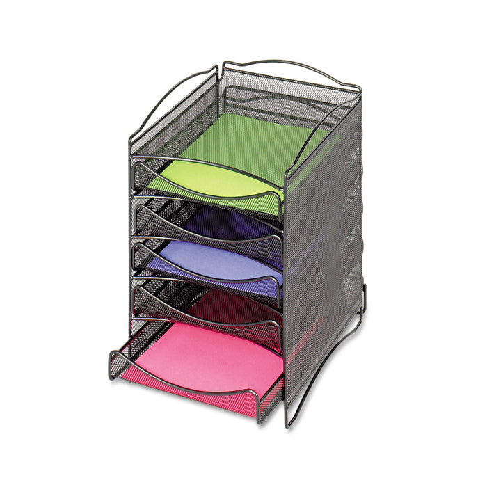 Safco Onyx Stackable Literature Organizer, Five-Drawer, 10.25 x 12.75 x 15.25, Black