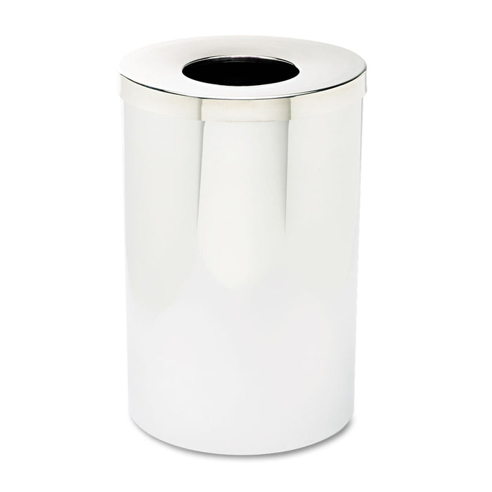 Safco Reflections Open-Top Receptacle, Round, Steel, 35 gal, Chrome/Black