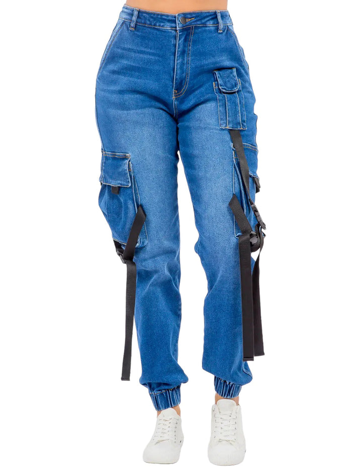 High Waist Straps Cargo Joggers by The House of Stylez