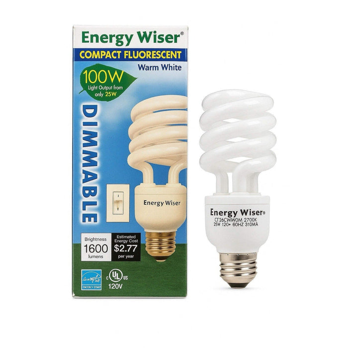 Energy Wiser 23W Dimmable Spiral CFL Bulb 100W Eq 1600 Lumens Warm White by Price Is Right Miami