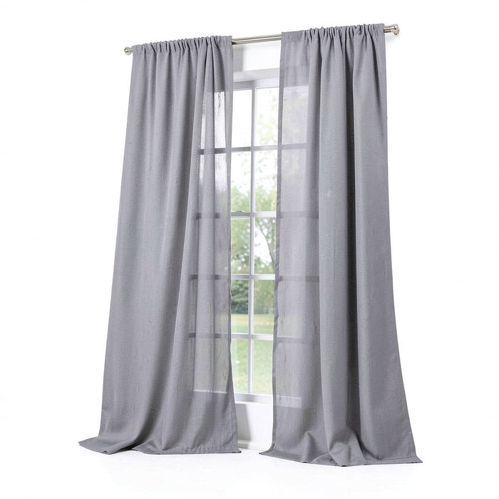 No. 918 1-Panel Lourdes Crushed Sheer Window Curtain, Grey, 59X84 by Vanessa Jane