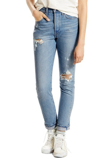 Levis 501Womens Destruct Slim Jeans in Cant Touch This, Size 30X28 by Vanessa Jane