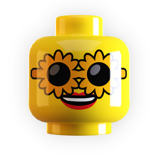 Sunflower Sunglasses on Minifig Head made using LEGO part by B3 Customs
