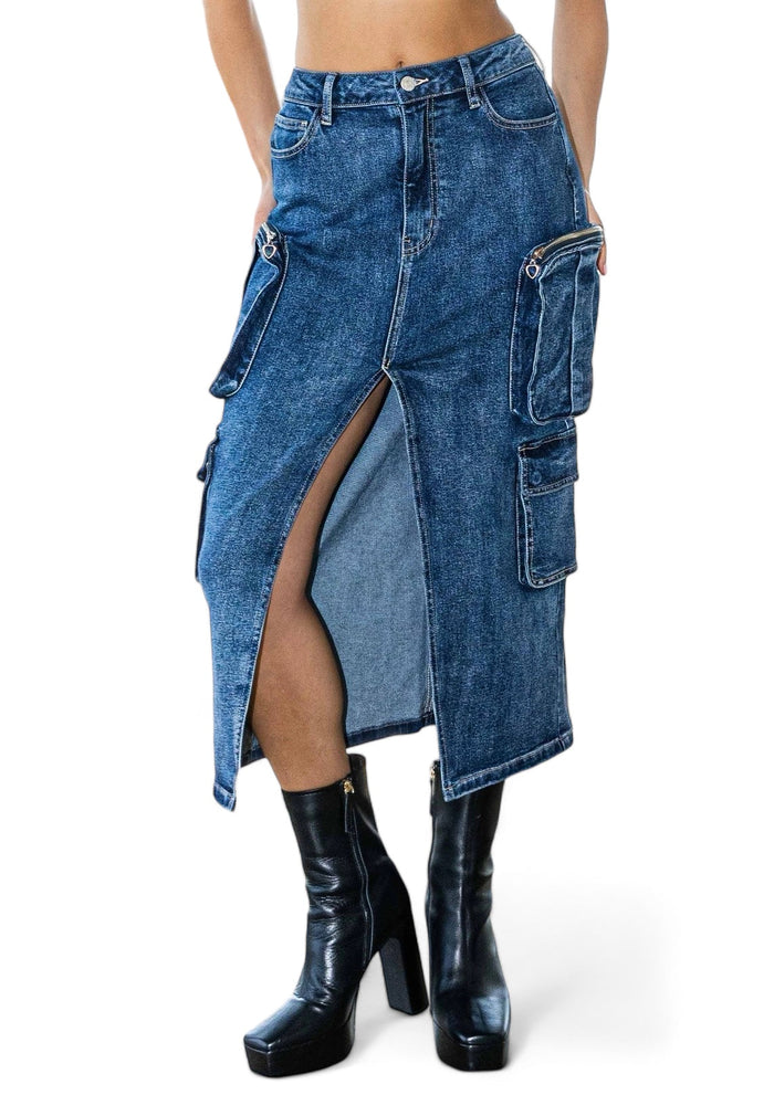 Denim Cargo Skirt by The House of Stylez