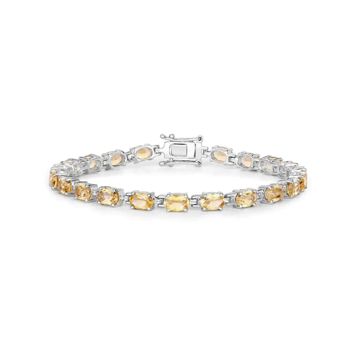 9.03 Ct Oval Yellow Citrine Prong Sterling Silver Tennis Bracelet by Fine Color Jewels