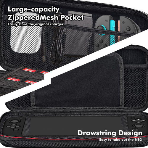 OSYROY Switch 2 Carrying Case 10 Game Slots Screen Protectors Hard Shell Black by Deal US