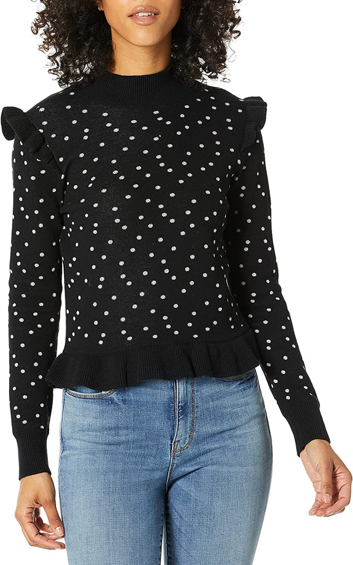 Parker Marlee Turtleneck Long-Sleeve Polka-Dot Sweater, Size Small by Vanessa Jane