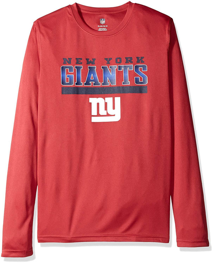 NFL New York Giants Boys Outerstuff Long Sleeve Performance Tee, Size XL/16/18 by Vanessa Jane