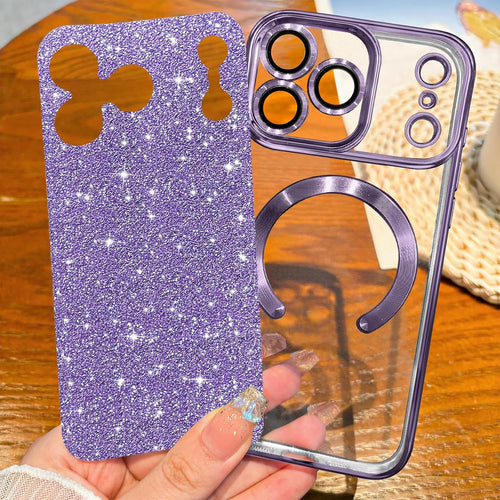 Glitter Clear Magnetic Case for iPhone 17 Pro 6.3" Purple Sparkle MagSafe Compatible by Merch Section