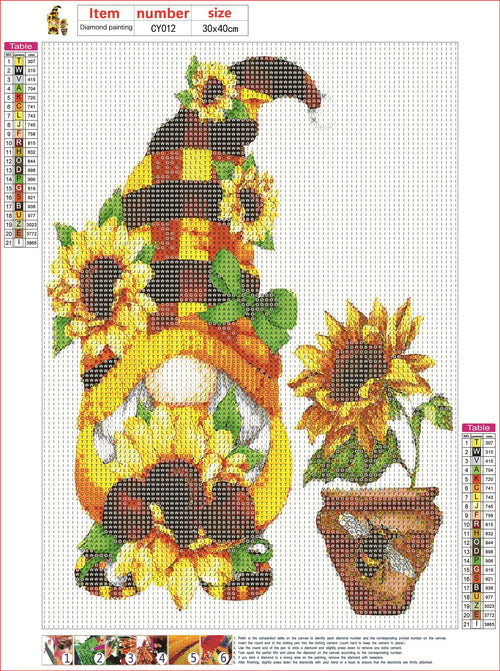 AllWenTo 5D Diamond Painting Kit Sunflower Anime Gnome 12x16 Inch by Deal US