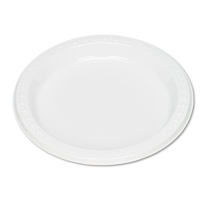 Tablemate Plastic Dinnerware, Plates, 7" dia, White, 125/Pack