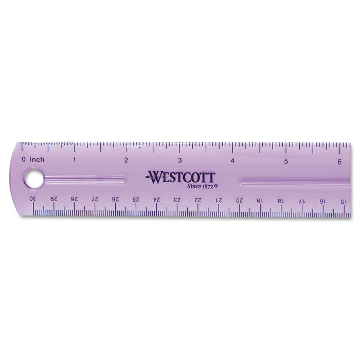 Westcott 12" Jewel Colored Ruler, Standard/Metric, Plastic