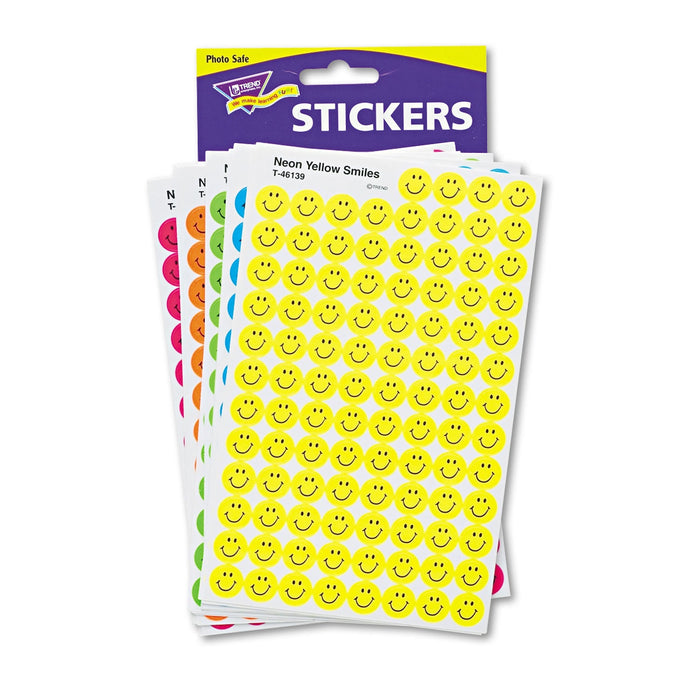 TREND SuperSpots and SuperShapes Sticker Variety Packs, Neon Smiles, Assorted Colors, 2,500/Pack