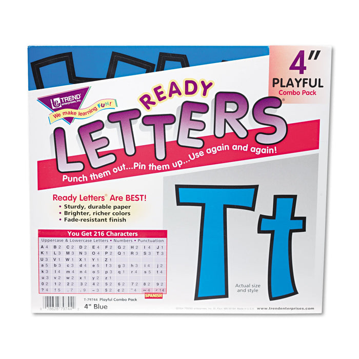 TREND Ready Letters Playful Combo Set, Blue, 4"h, 216/Set