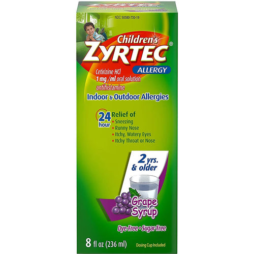 Children's Zyrtec Allergy Syrup - Grape Flavor (236ml) by Pasteur Pharmacy