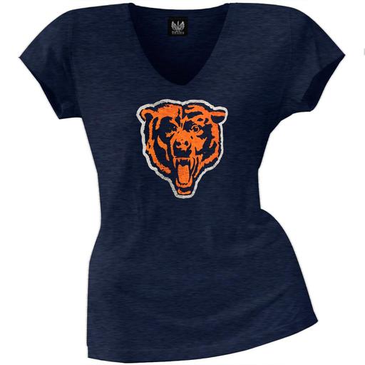 Chicago Bears - Scrum Logo Premium Juniors V-Neck T-Shirt, Large by Vanessa Jane