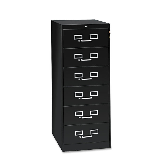 Tennsco Six-Drawer Multimedia/Card File Cabinet, Black, 21.25" x 28.5" x 52"