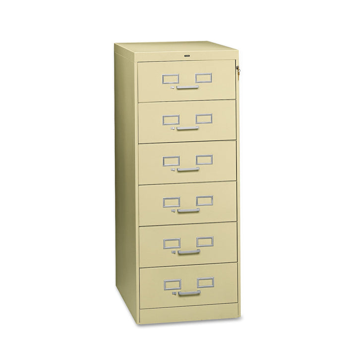 Tennsco Six-Drawer Multimedia/Card File Cabinet, Putty, 21.25" x 28.5" x 52"