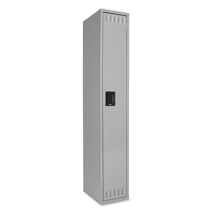Tennsco Single-Tier Locker, One Locker with Hat Shelf and Coat Rod, 12" x 18" x 72", Medium Gray