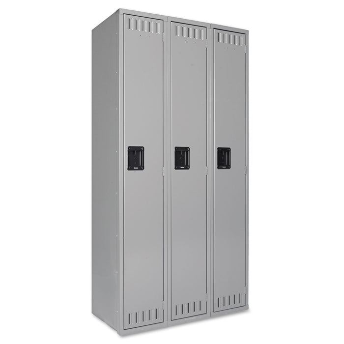 Tennsco Single-Tier Locker, Three Lockers with Hat Shelves and Coat Rods, 36" x 18" x 72", Medium Gray