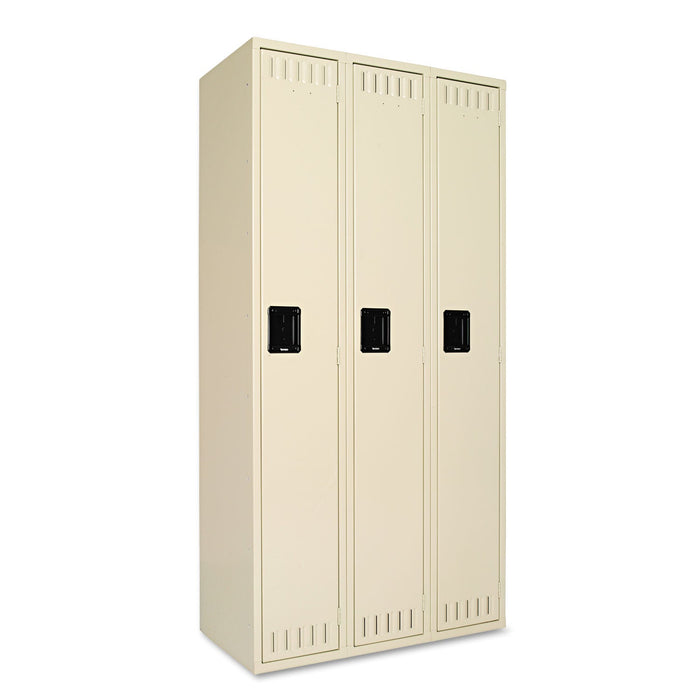 Tennsco Single-Tier Locker, Three Lockers with Hat Shelves and Coat Rods, 36" x 18" x 72", Sand