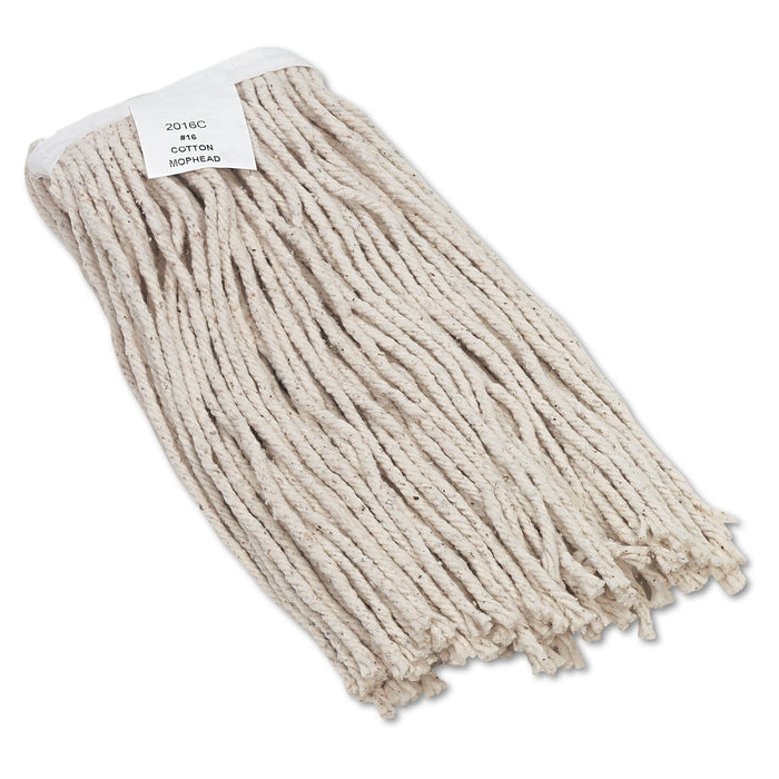 Boardwalk Cut-End Wet Mop Head, Cotton, No. 16 Size, White