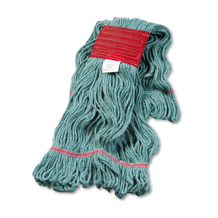 Boardwalk Super Loop Wet Mop Head, Cotton/Synthetic Fiber, 5" Headband, Large Size, Green