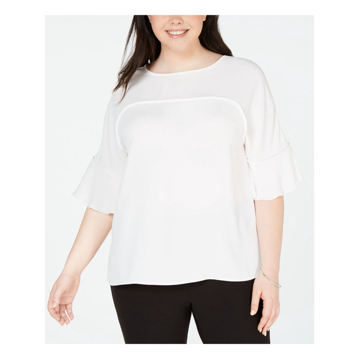 Bar III Women's Ruffle-Sleeve Blouse by Vanessa Jane
