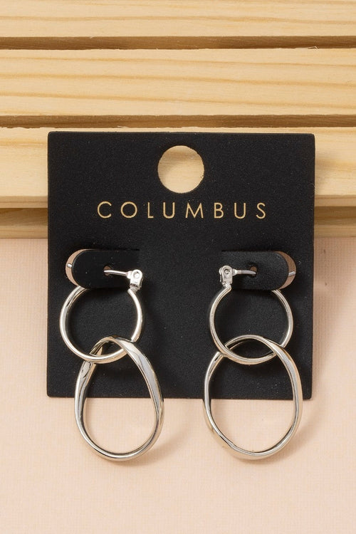 Gold Dipped Irregular Double Hoop Dangle Earrings by Boutique 23