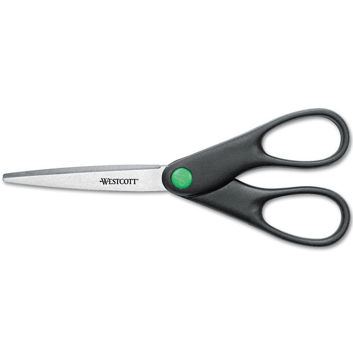Westcott KleenEarth Scissors, Pointed Tip, 7" Long, 2.75" Cut Length, Black Straight Handle