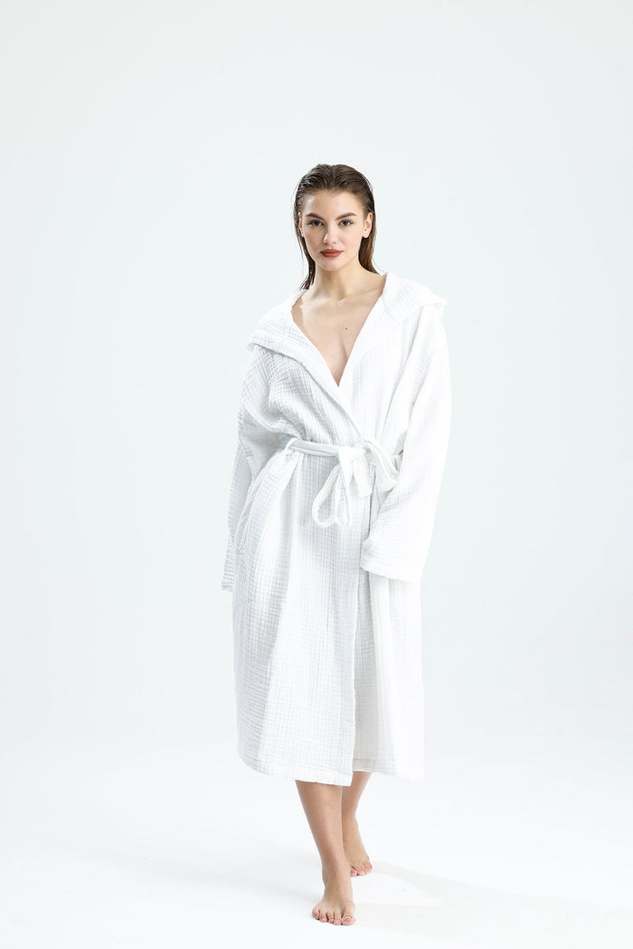 Muslin White Bathrobe by NoaPure.com