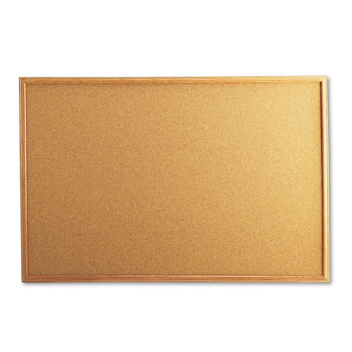 Universal Cork Board with Oak Style Frame, 36 x 24, Natural, Oak-Finished Frame