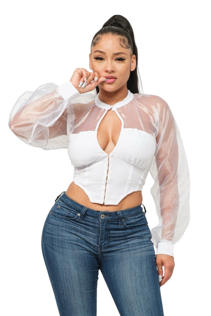 Front Hook and Eyelet Front Keyhole Button Top by The House of Stylez