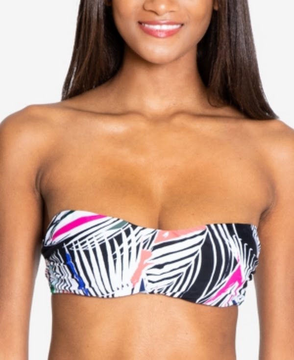 Rachel Rachel Roy Graphic Palm Printed Bandeau Bikini Top, Size Medium by Vanessa Jane