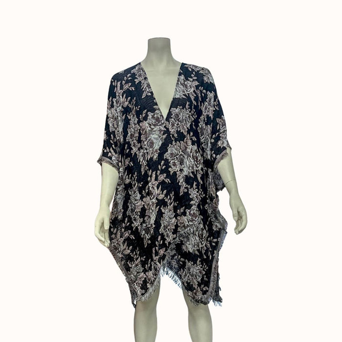INC Metallic Floral Shawl Wrap Kimono by Vanessa Jane